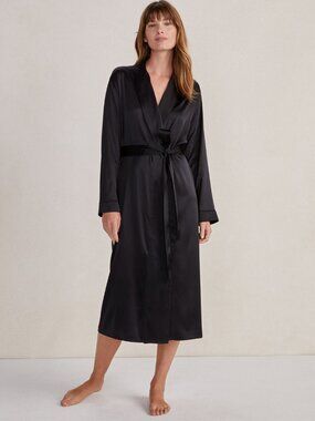 Haven Well Within Washable Silk Robe, Black